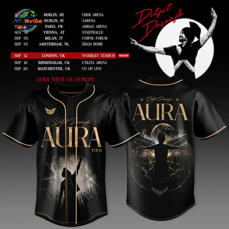 Diljit Dosanjh Aura World Tour 2026 Baseball Jersey