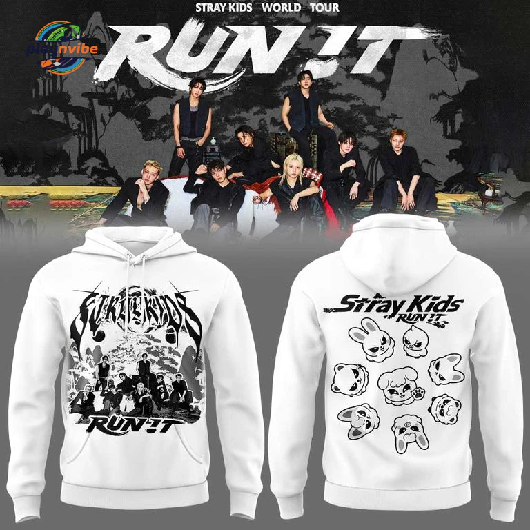 Stray Kids RUN IT World Tour White Hoodie