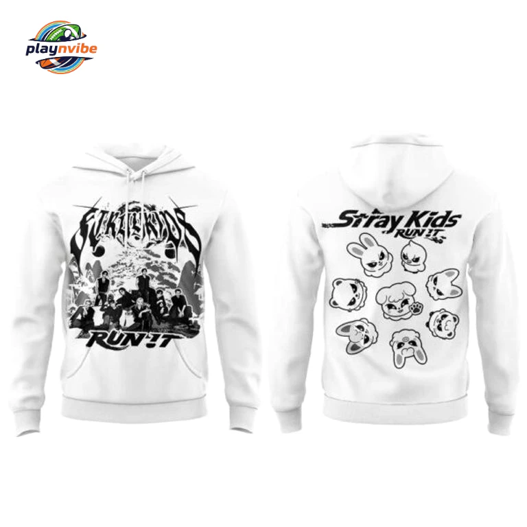 Stray Kids RUN IT World Tour White Hoodie