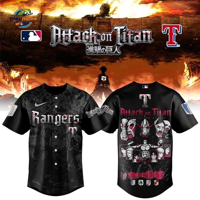 T Rangers x Attack on Titan 2026 Baseball Jersey