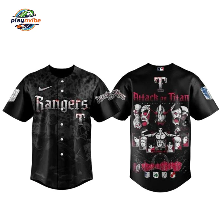 T Rangers x Attack on Titan 2026 Baseball Jersey