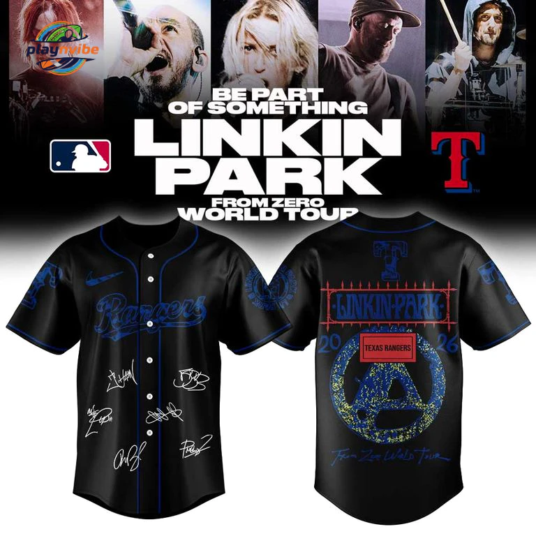 T Rangers x Linkin Park From Zero World Tour 2026 Baseball Jersey
