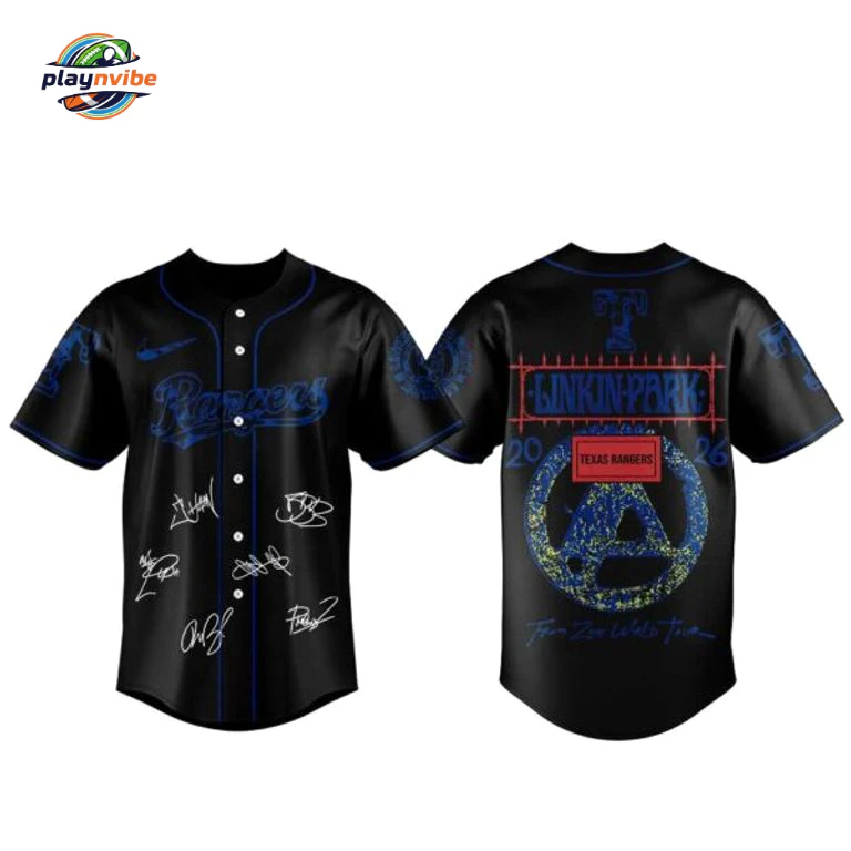 T Rangers x Linkin Park From Zero World Tour 2026 Baseball Jersey