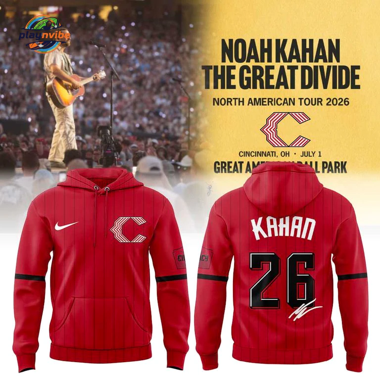Cincinnati Reds x Noah Kahan at Great American Tour Hoodie Cincinnati Reds x Noah Kahan at Great American Tour Hoodie