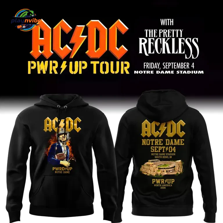 AC/DC PWR UP Tour Notre Dame Hoodie AC/DC PWR UP Tour Notre Dame Hoodie
