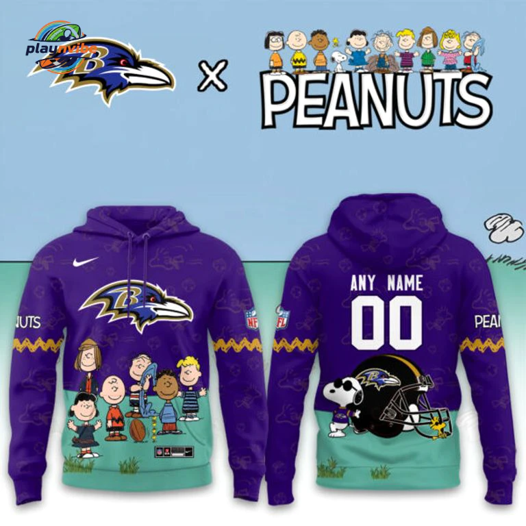 Baltimore Ravens x Peanuts 2026 Custom Name Hoodie