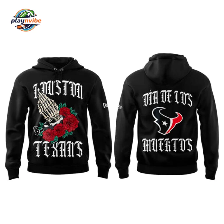 Día de los Muertos x Houston Texans Black Hoodie