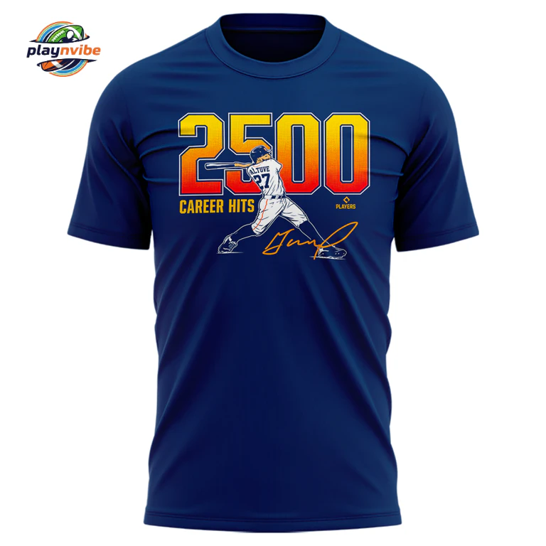 Jose Altuve 2500 CAREER HITS Navy T-Shirt