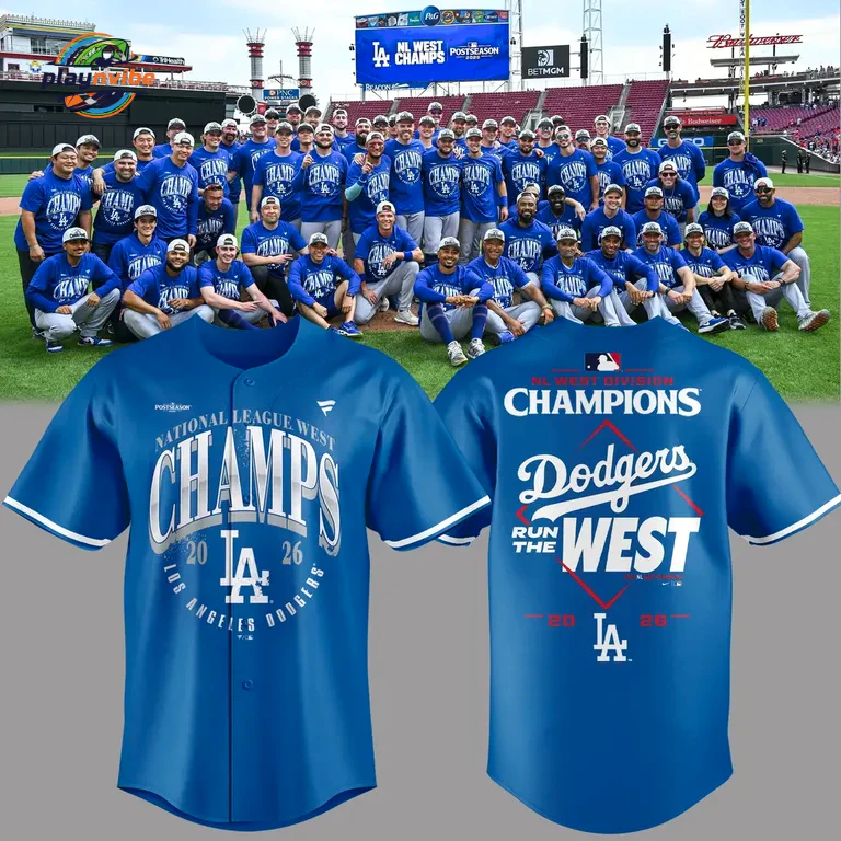 Los Angeles Dodgers Champions NL West Division 2026 Baseball Jersey Los Angeles Dodgers Champions NL West Division 2026 Baseball Jersey