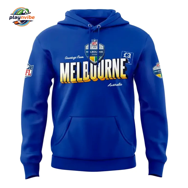 Los Angeles Rams LA to Melbourne Blue Hoodie