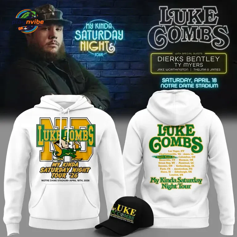 Luke Combs x Notre Dame Fighting My Kinda Saturday Night Tour Hoodie