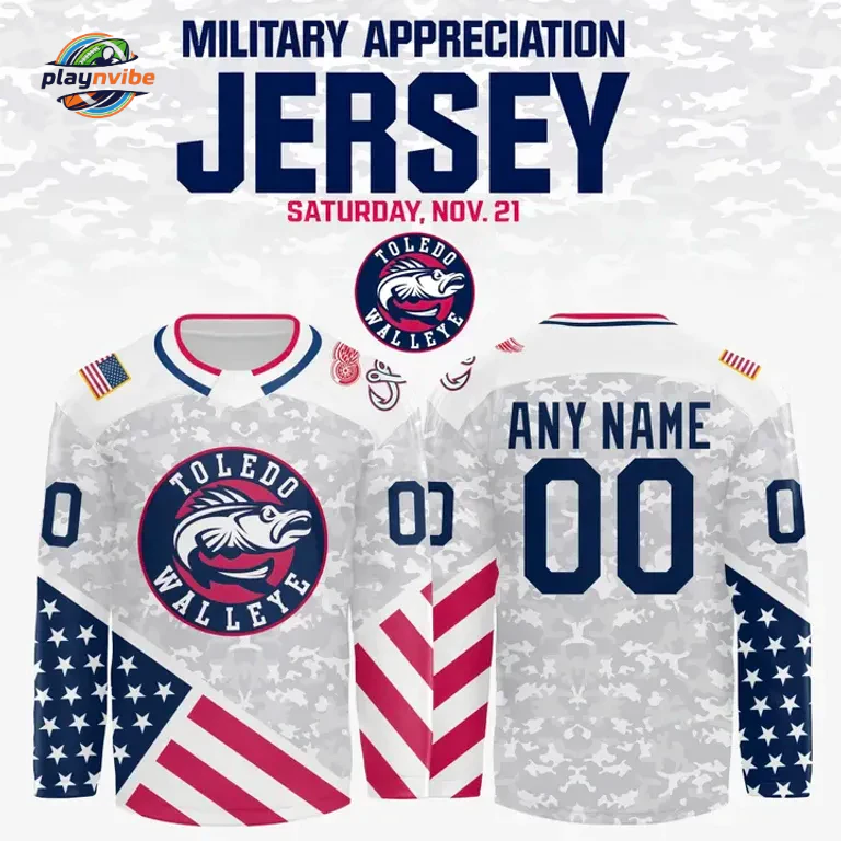 Toledo Walleye Military Appreciation 2026 Hockey Jersey Toledo Walleye Military Appreciation 2026 Hockey Jersey
