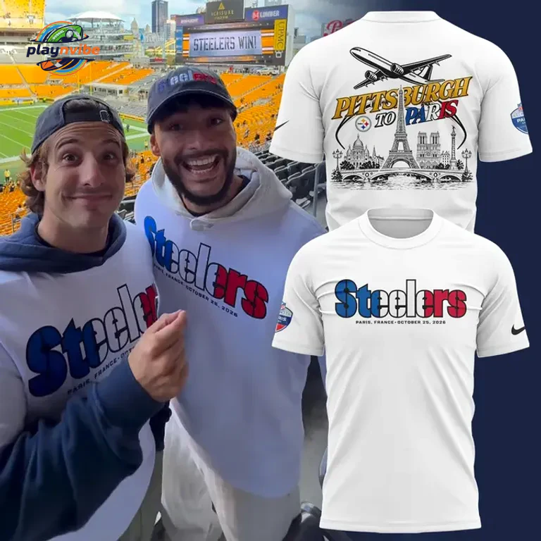 Pittsburgh Steelers to Paris Steelers White T-Shirt